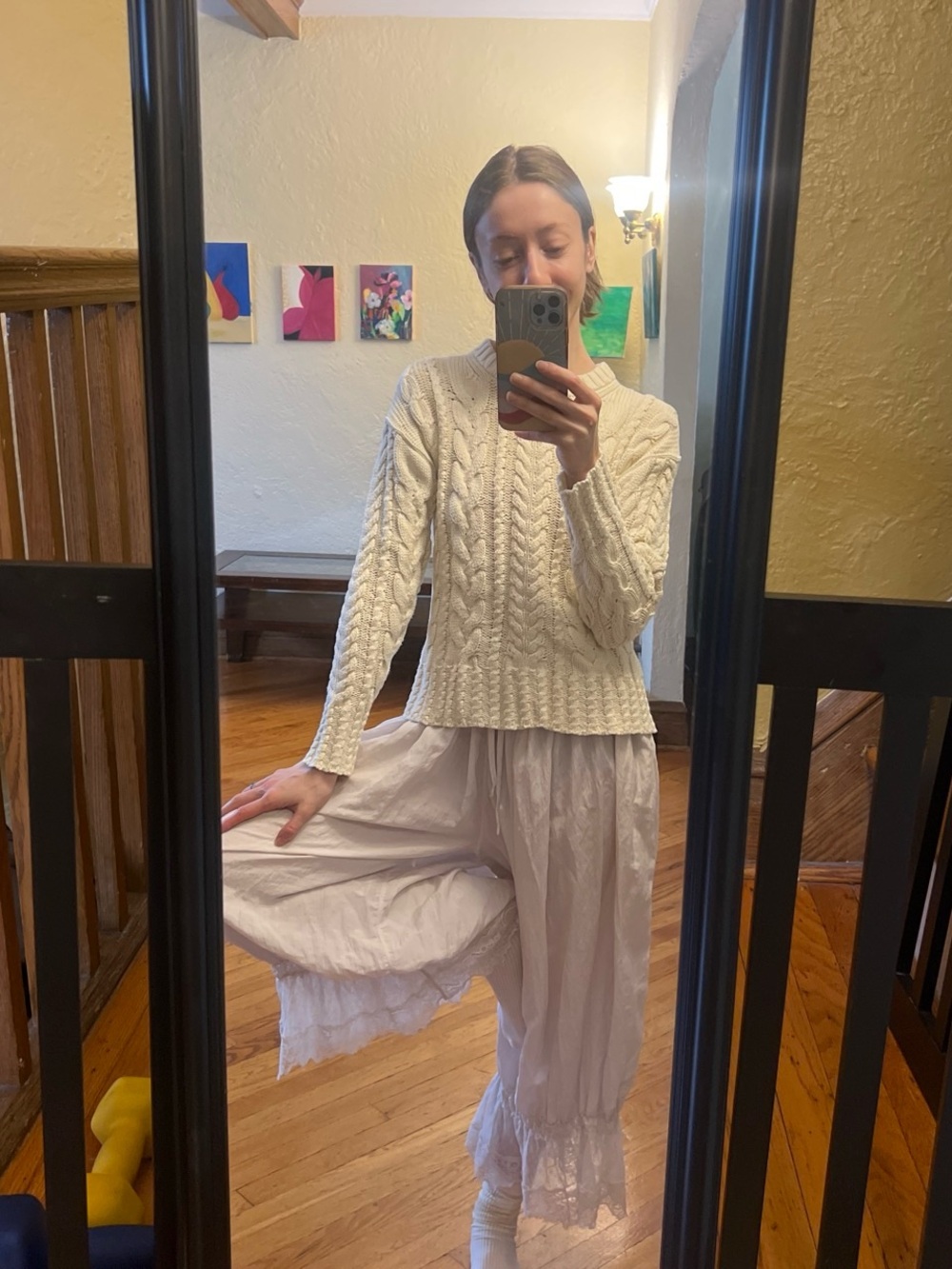 J. Crew Cream Cable-Knit Crewneck Sweater